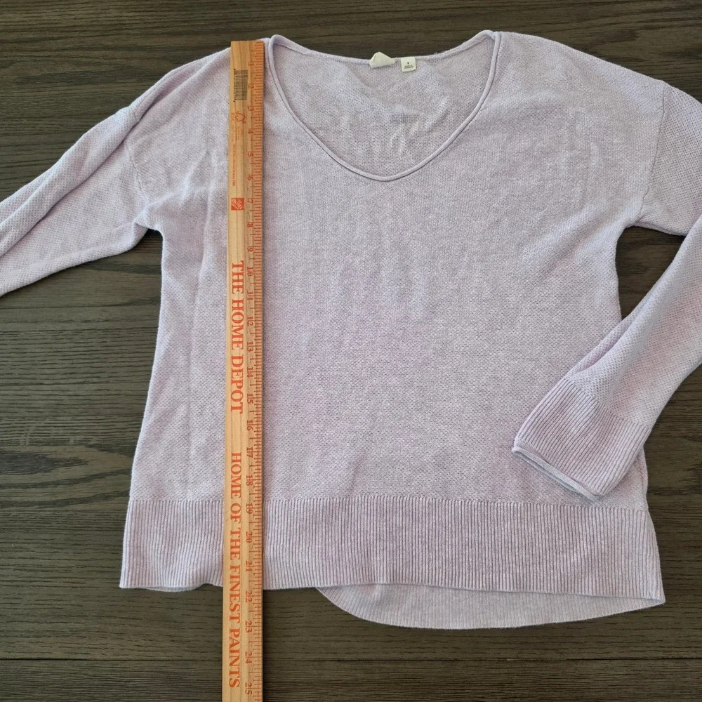 Gap Womens Lavender Purple V-Neck 100% Cotton Textured Knit Sweater Small